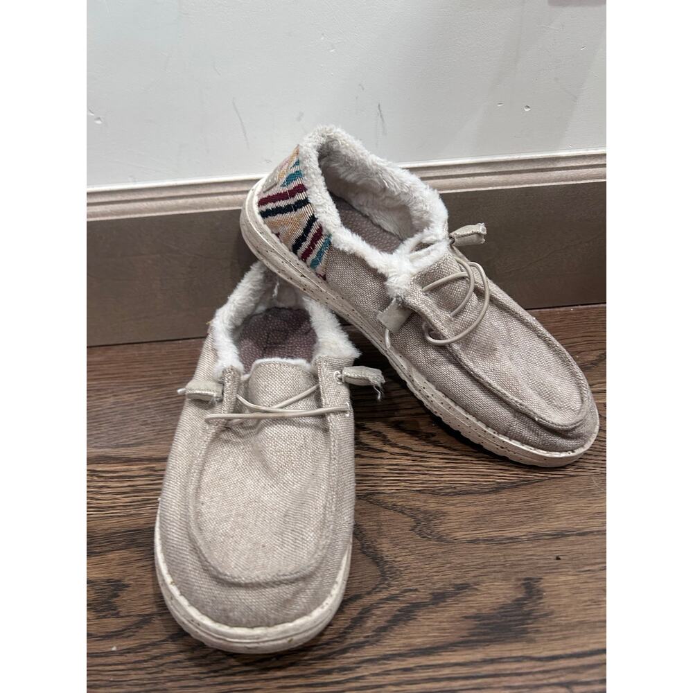 Hey Dude Women's Sz US 6 UK 4 Wendy Funk Wool Slip On Shoe Boho Cabincore Rustic